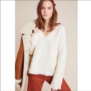 ANTHROPOLOGIE JOY FRINGE TEAM SWEATER, S